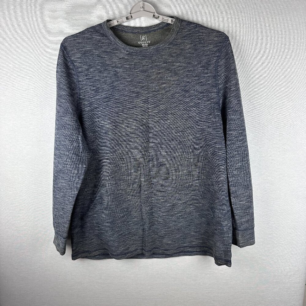 GEORGE MEN'S BLUE HEATHER STRETCH CREW NECK LONG SLEEVE T-SHIRT SIZE 2XL (50-52)